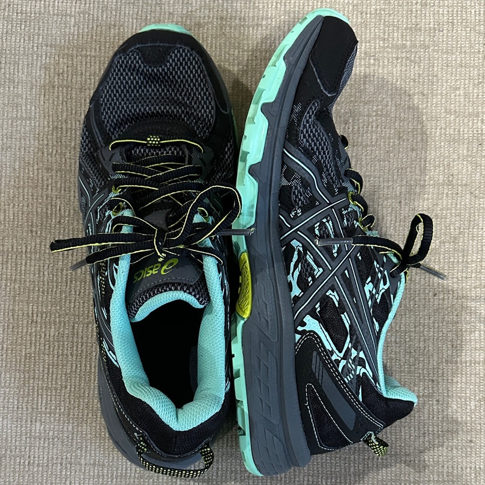 ASICS Women's Black and Teal Athletic Shoes